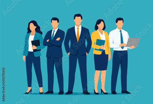Photos Group of five business experts. Vector business illustration.