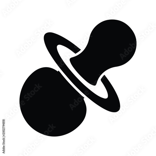 Canvastavla Black baby pacifier icon, a simple infant soother vector graphic
