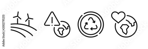 Eco and sustainability icons set, recycling and waste management elements, reuse symbols, eco friendly products, environmental protection and sustainable lifestyle icons, green concept.