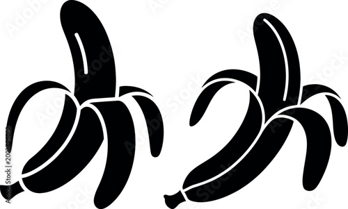Black hand-drawn bunch of bananas icon illustration