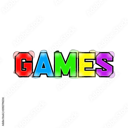 A colorful word graphic representing digital entertainment and interactive play