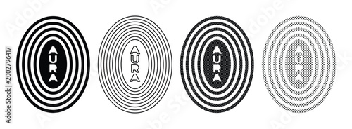 Photography Aura symbol vector icon set, abstract spiritual energy concept, black and white