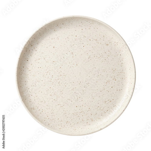 Photography Ceramic speckled dinner plate top view isolated