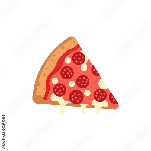 A single slice of delicious pepperoni pizza with melted cheese on a white background