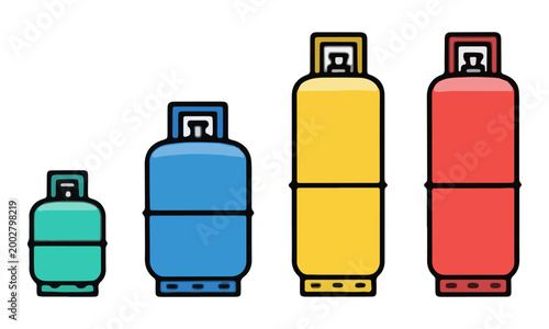 Gas Tank Cylinder Set for Cooking and Industrial Fuel Vector
