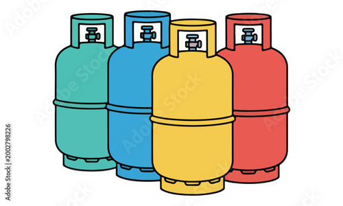LPG Gas Tank Collection Isolated on White Background Illustration