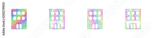 Rainbow sketch building icon design set