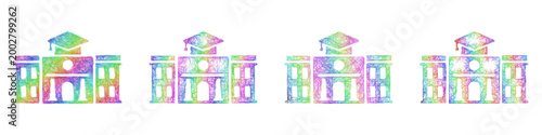 Rainbow sketch university icon design set