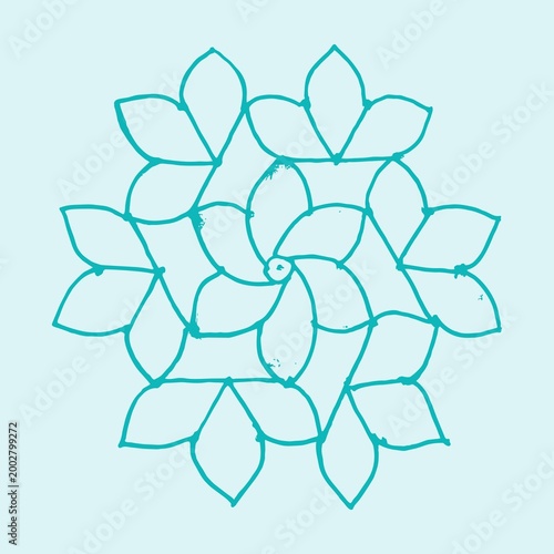 Editable hand drawing of traditional rangoli design element illustrations.