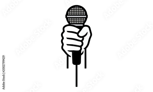 Fist holding microphone for speech or performance vector