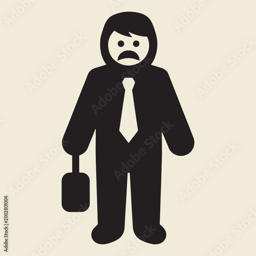Sad businessman with briefcase silhouette