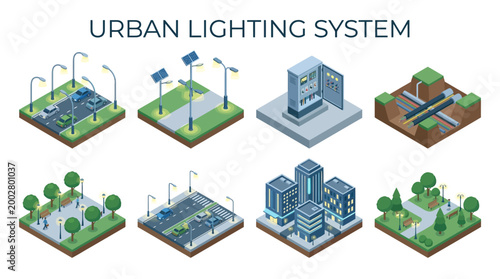 Streetlights Solar Lamps Control Cabinet and City Roads for Urban Lighting System
