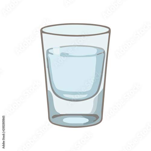Shot glass with clear liquid cartoon vector illustration
