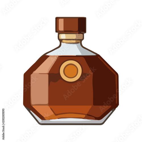 Cartoon Illustration of a Brandy or Cognac Liquor Bottle