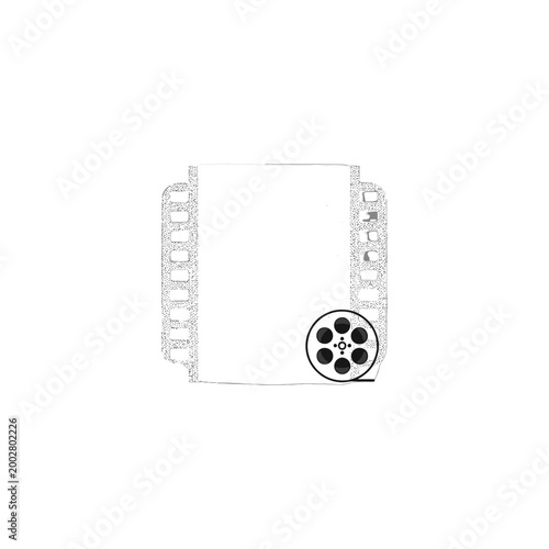 A simple black and white illustration of a vintage film strip frame