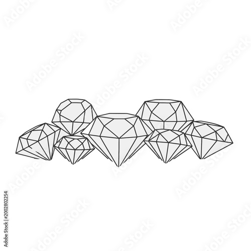 A collection of hand drawn diamond shapes arranged in a simple line illustration