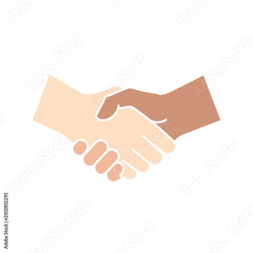 Two diverse hands shaking to represent a successful business agreement and partnership