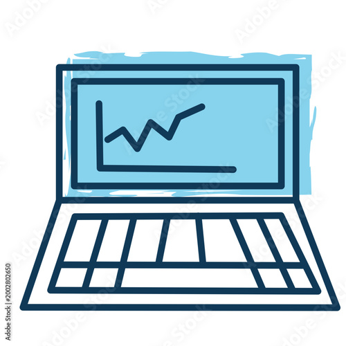 Modern Laptop with Growth Chart Icon – Business Analytics Concept