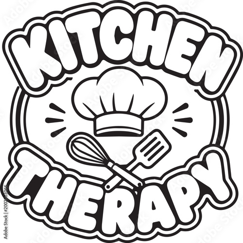 Kitchen Therapy logo design showcasing the therapeutic joy of cooking, perfect for culinary brands or food blogs. 