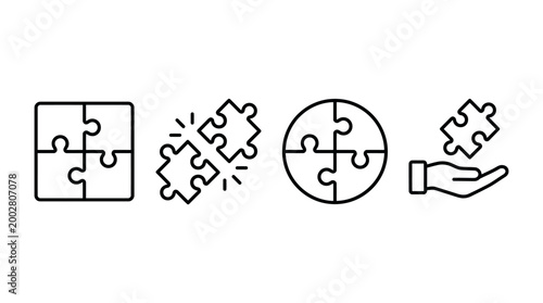 Canvastavla Puzzle pieces icon set