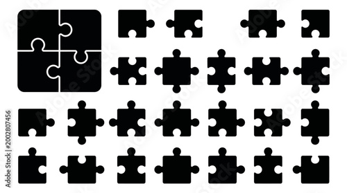Schilderij op canvas Puzzle pieces icon set