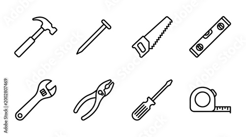 Collection of basic hand tools.
