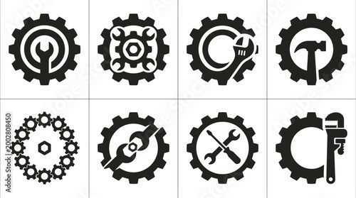 Black gear icons with tools 2.