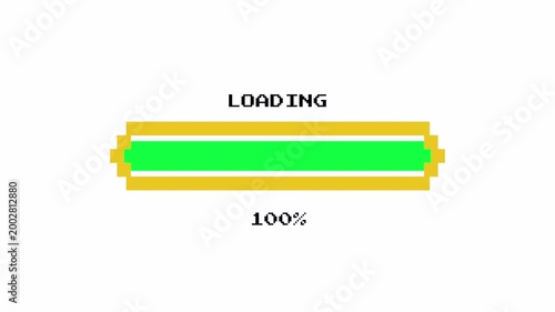 8-Bit Loading Bar Progress Animation with Pixel Art Retro Game Style 1 to 100 Percent on Transparent Background 4k video