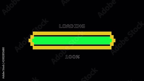 8-Bit Loading Bar Progress Animation 1 to 100 Percent Pixel Art Retro Game Style on Transparent Background 4k video