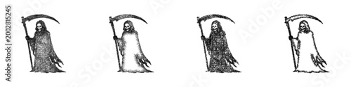Sketch grim reaper icon design set