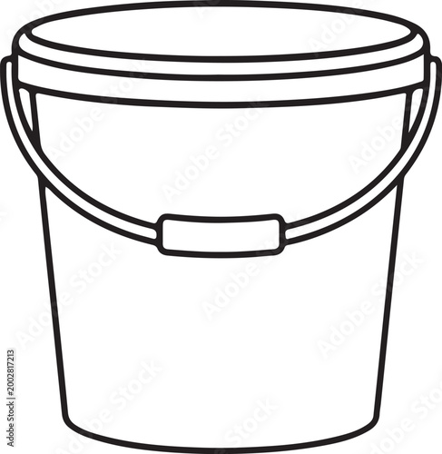 Simple outline drawing of a bucket with a handle a versatile vector illustration for cleaning gardening or DIY projects isolated on white background
