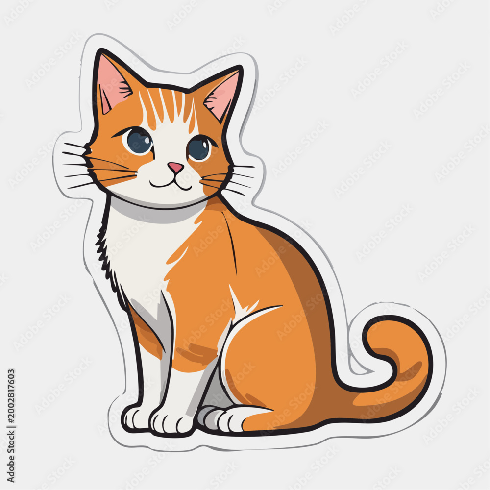 Fototapeta premium Cute Orange and White Tabby Cat Illustration