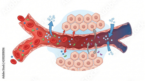 Capillaries Exchange Process Illustration