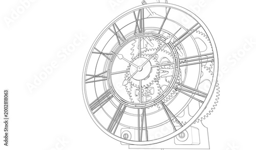 mechanical clock concept 3d illustration