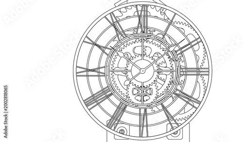 mechanical clock concept 3d illustration