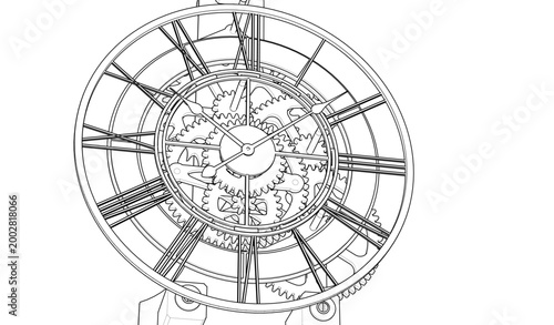 mechanical clock concept 3d illustration