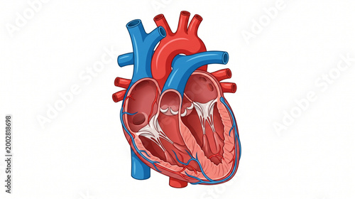 Bild auf Leinwand Human Heart Anatomy Detailed Vector Illustration