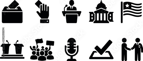 Cuadro en lienzo Election and civic duty icons a collection of political symbols