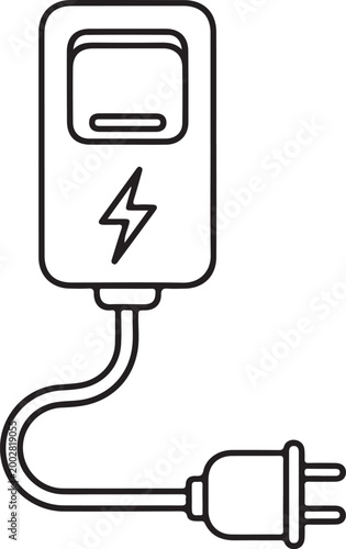 Simple outline of an electric vehicle charging station a modern power source silhouette