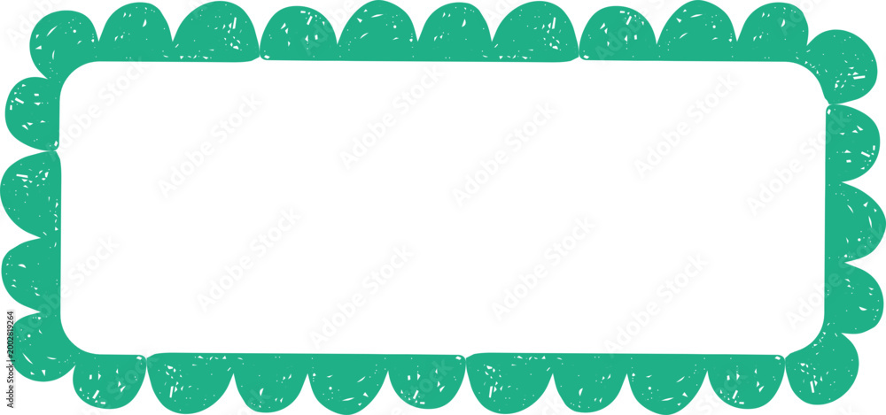 Obraz premium Wavy grunge rectangle frame with irregular edges. Crayon doodle childish scalloped border