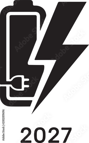 A black battery icon with a lightning bolt and plug representing power silhouette