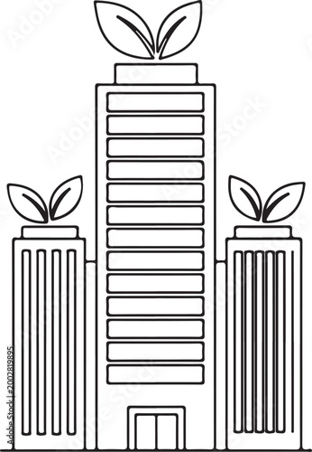 Modern buildings with leaf motifs presented as a striking black silhouette high quality