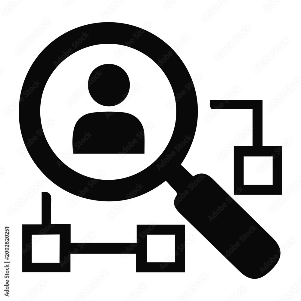 Foto Magnifying Glass Over Organization Chart Icon