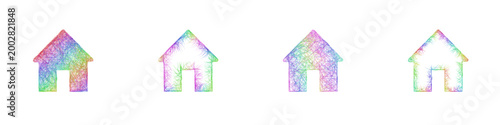 Rainbow sketch home icon design set