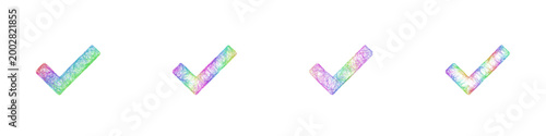 Rainbow sketch check icon design set