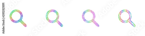 Colorful sketch search icon design set