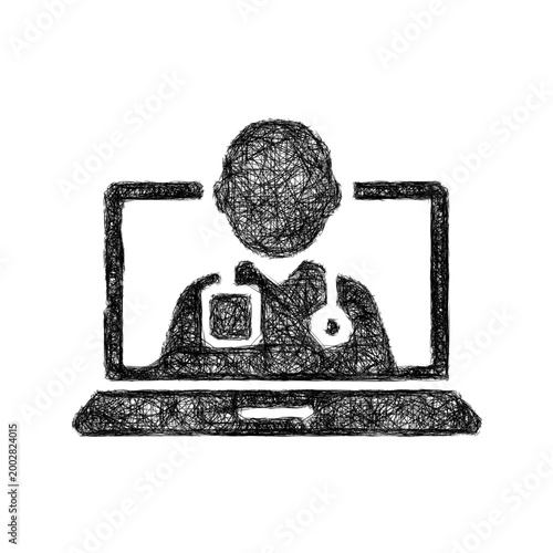 Sketch telemedicine call icon design
