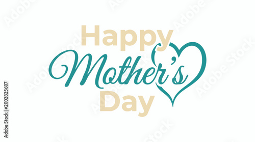 Happy Mother's Day elegant typography with heart design on white background