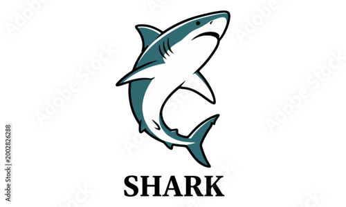 Great White Shark Mascot Logo Illustration on White