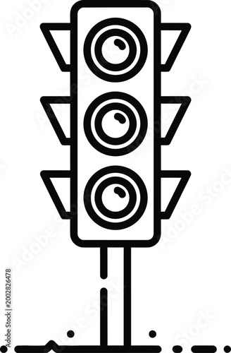 Black and white line art illustration of a vertical traffic light signal.